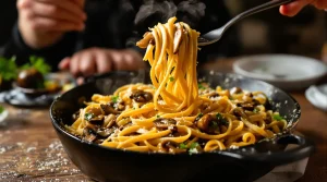 À Florence, ces tagliatelle aux champignons paraissent classiques… jusqu’à la première bouchée