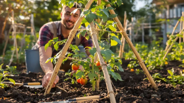 Mes voisins m’ont demandé comment j’ai fait : ce tuteur à tomates maison se fabrique en 10 minutes